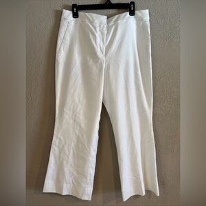 J. Crew Factory Women’s Sz 14 White Kelsey Pant Linen blend Lined NWT Flare Leg